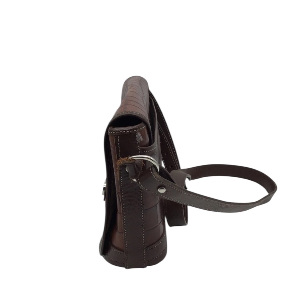 Dooney Brown Croc Embossed Shoulder Bag - Picture 4 of 10